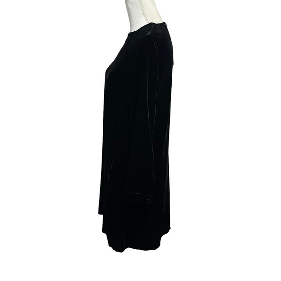 EILEEN FISHER CREW NECK VELVET DRESS KNEE-LENGTH SILK BLACK XXS $348 NEW - Picture 7 of 14